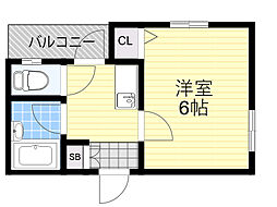 第2シャトーサンショウ 1Kの間取図画像
