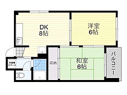 瑞光ハイツ 2DKの間取図画像