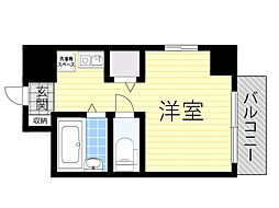 シャネル新大阪 1Kの間取図画像
