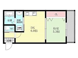 震雲マンション 1DKの間取図画像