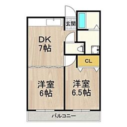 JMRレジデンス新大阪 2DKの間取図画像