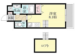 リセス・コート2 1Kの間取図画像