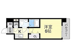 エスリード大阪シティグランツ 1Kの間取図画像