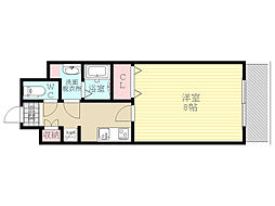 メロディア新北野 1Kの間取図画像