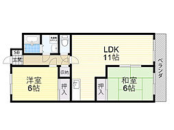 メゾンノール加島 2LDKの間取図画像