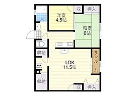 庄内ユタカマンション 2LDKの間取図画像