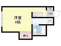 美吉野ハイツ ワンルームの間取図画像