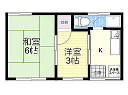 和美荘第2棟 2Kの間取図画像
