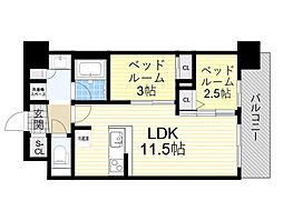 大阪市淀川区西宮原2丁目マンション 2LDKの間取図画像
