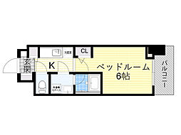 COMFORIA江坂広芝町 1Kの間取図画像