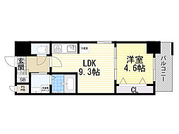 グランルクレ新大阪 1LDKの間取図画像