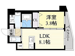 ディームス御幣島 1LDKの間取図画像