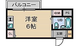 エクト1 ワンルームの間取図画像