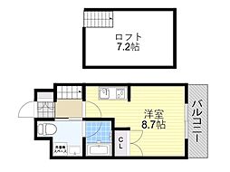 エスリード大阪シティーウエスト 1Kの間取図画像