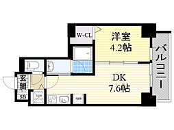S-RESIDENCEESAKA 1DKの間取図画像