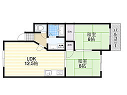 パープルコーポ 2LDKの間取図画像