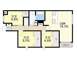 GRAND STEADY 桜の町 3LDKの間取図画像