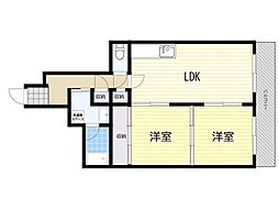 サンフラッツ南桜塚 2LDKの間取図画像