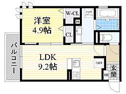 ノース・グレーシア 1LDKの間取図画像