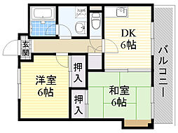 ガーデンシティハイツ 2DKの間取図画像