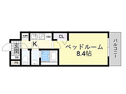 アドバンス大阪ルアナ 1Kの間取図画像