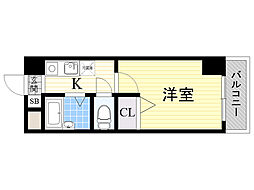 ノルデンハイム淡路D棟 1Kの間取図画像