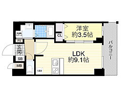 プレサンス塚本ベラビィ 1LDKの間取図画像