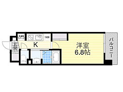 Luxe新大阪VI 1Kの間取図画像