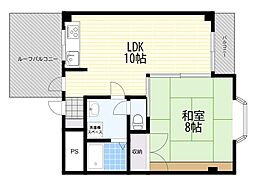 大桐ハイツ 1LDKの間取図画像