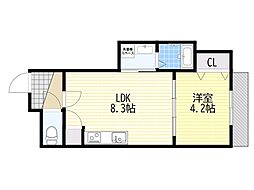 GRANDIR千船 1LDKの間取図画像