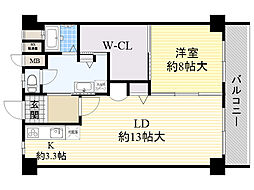 内田ロイヤルハイツ 1LDKの間取図画像