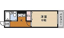 ドゥエルリングハウス刀根山 1Kの間取図画像
