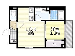 ARCA豊中曽根 1LDKの間取図画像
