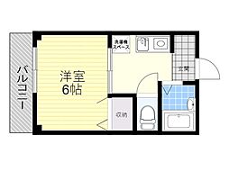ゆかりハイツB棟 1Kの間取図画像