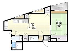高岡セカンドハイツ 1LDKの間取図画像