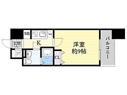 プラウドフラット新大阪 1Kの間取図画像