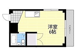 北野第5ハイツ ワンルームの間取図画像