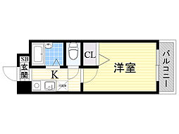 ノルデンハイム淡路D棟 1Kの間取図画像