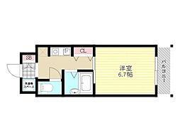 エクセレント上新11 1Kの間取図画像