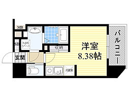 ドゥーエ江坂3 ワンルームの間取図画像