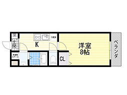 コンセルト片山 1Kの間取図画像
