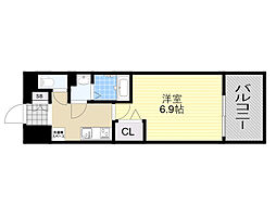 MELDIA CREST OSAKA NORTH 1Kの間取図画像