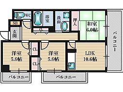 インペリアル上新庄 3LDKの間取図画像
