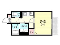 アムールHARMONY1 1Kの間取図画像