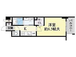 ヨドガワウエストタワー 1Kの間取図画像