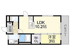ORACION吹田 1LDKの間取図画像