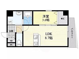エールグラン吹田片山町 1LDKの間取図画像