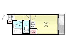 Grandcourt新大阪 1Kの間取図画像