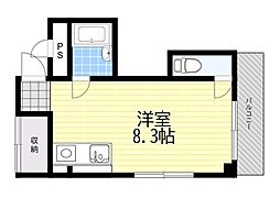 新大阪ハイツ ワンルームの間取図画像