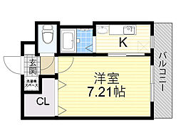 ラ・フォンテ十三 1Kの間取図画像